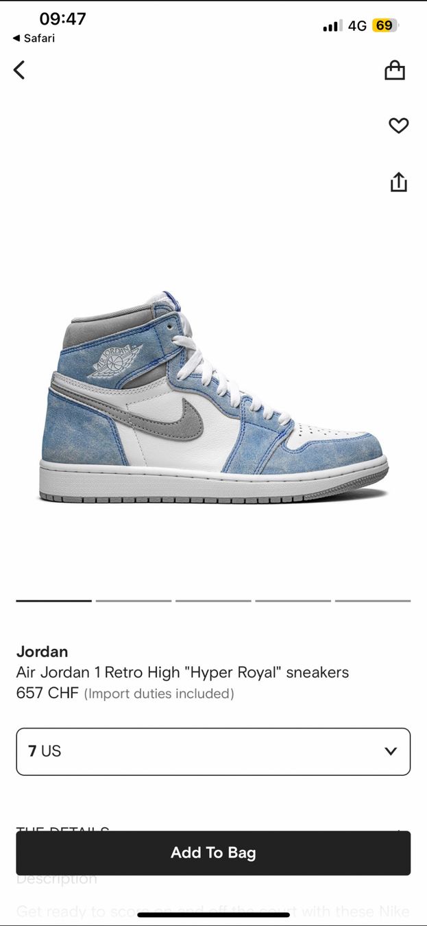 Jordan Scarpe da donna: Air Jordan 1 Retro High "Hyper Royal" – Nuovo (secondo la descrizione) da Zürich venduto da llor.dell 5