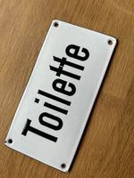 Plaque émaillée Toilette blanc noir état correct 18cm