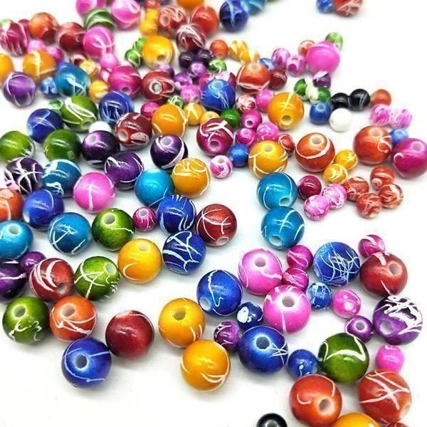 Perles (synthétiques): 100 PERLEN - GEMUSTERT - BASTELN  - 6mm - BASTELN – Neuf avec emballage d'origine à Kriens par swissgadget 2