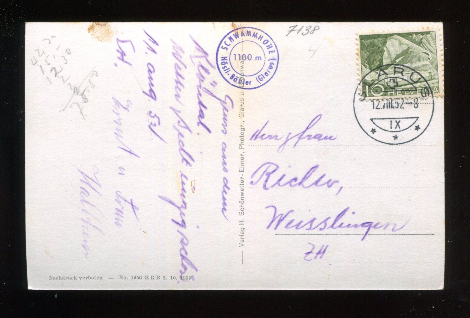 Cartoline postali: Klöntalersee – Usato da Aarau venduto da Elmaar41 1