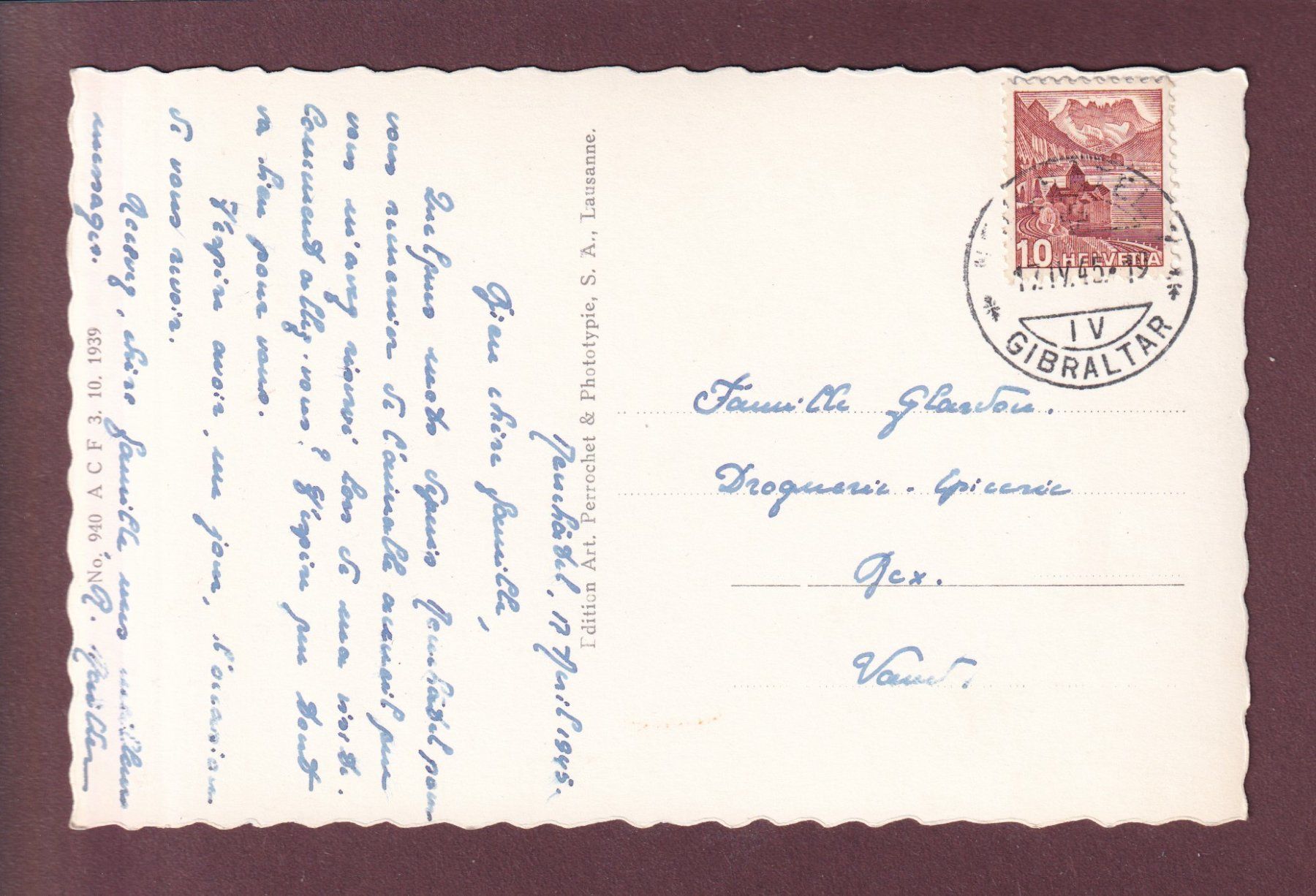 Cartoline postali: NEUCHÂTEL - Eglise Catholique - 1945 – Usato da Pully venduto da nicecards 1