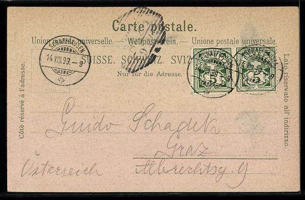 Cartoline postali: Litho Schaffhausen, Ortsansicht, Rheinfa – Usato da Berlin venduto da bartko-reher 1