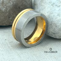 Edelstahl Ring bi-color Grösse 66