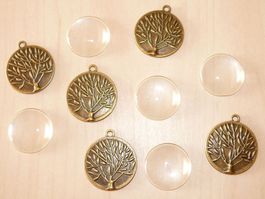 5 Cabochons mit Anhänger Glas Vintage