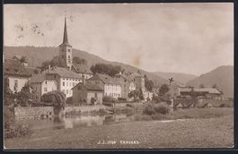 AK Travers, Ortsansicht mit Kirche, 1915