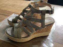 BULL BOXER Sandalen/Plateau-Schuhe Gr.39 metallic/silber neu
