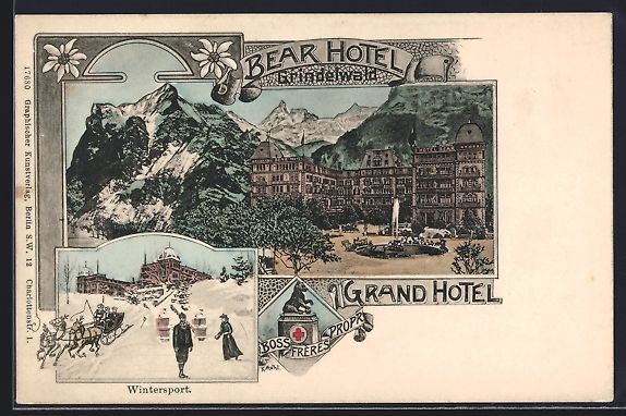 Cartoline postali: Grindelwald, Grand Hotel Bear, Winterspo – Usato da Berlin venduto da bartko-reher