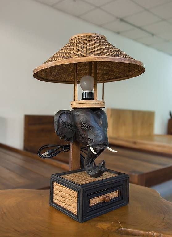 Lampade: Lampe Eléphant en Bois – Nuovo e nell'imballaggio originale da Thônex venduto da Fred_1973 1