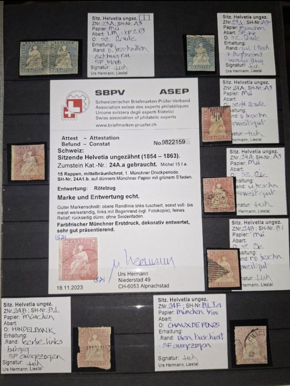 Tutti i francobolli: Strubelsammlung kat. 20000 – Usato da Balgach venduto da SIMEON27 6