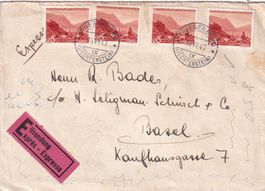 Brief Telegraph / Eilzustellung von Triesenberg nach Basel