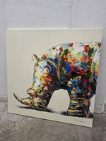 Handgemaltes Acrylbild «Nashorn»  78 × 78 cm