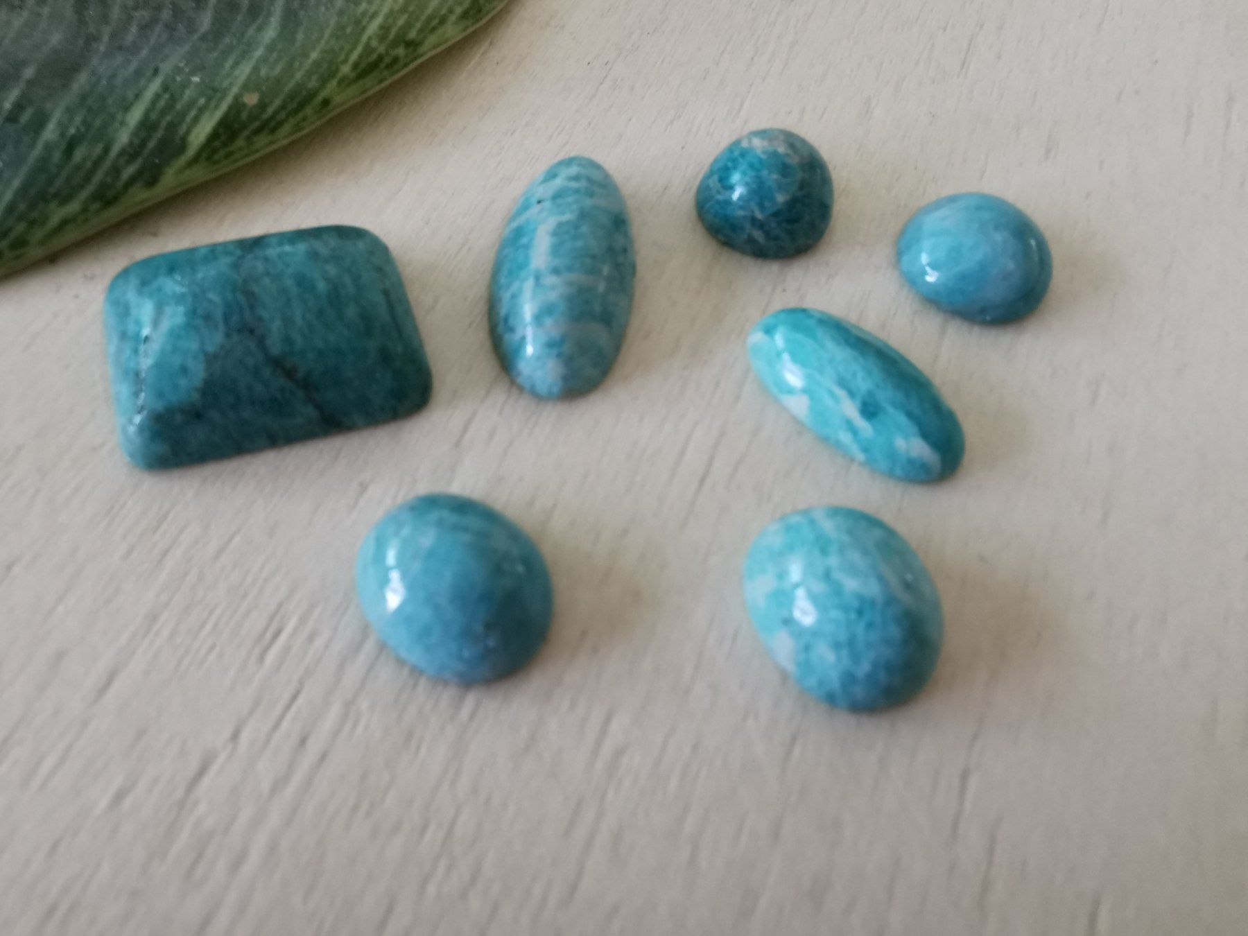 Edelsteine: 7 Stk. verschiedene Amazonit Cabochons / Lager-Sondererkauf – Neu (gemäss Beschreibung) aus Dierikon von Buntspecht-10