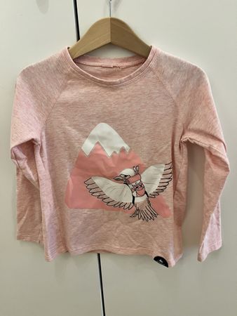 Langarmshirt Quechua rosa Motiv Berg Vogel guter Zustand