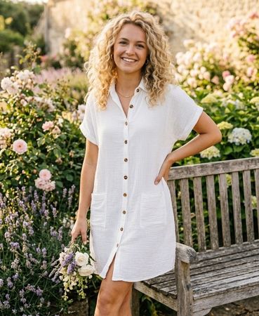 Hübsches & Bequemes Blusenkleid aus 100% Cotton Gr.M  NEU