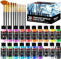 Acrylfarben Set Metallic 20x60 ml mit 12 Pinseln
