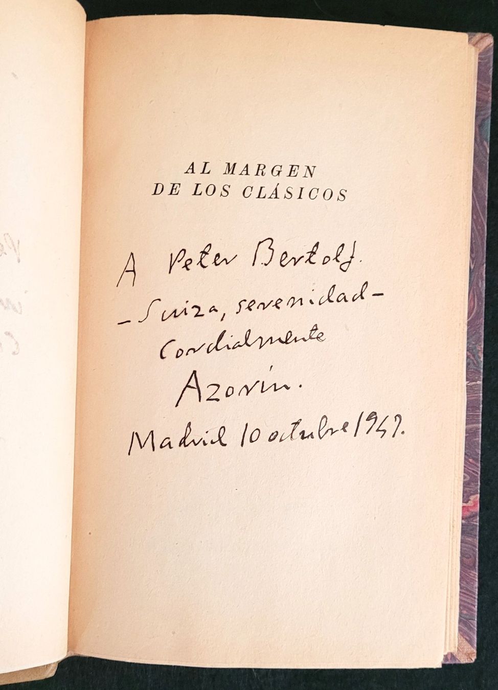 Libri: Azorín, Original-Widmung/Autograph 1947 – Usato da Bourguillon venduto da Lucas111