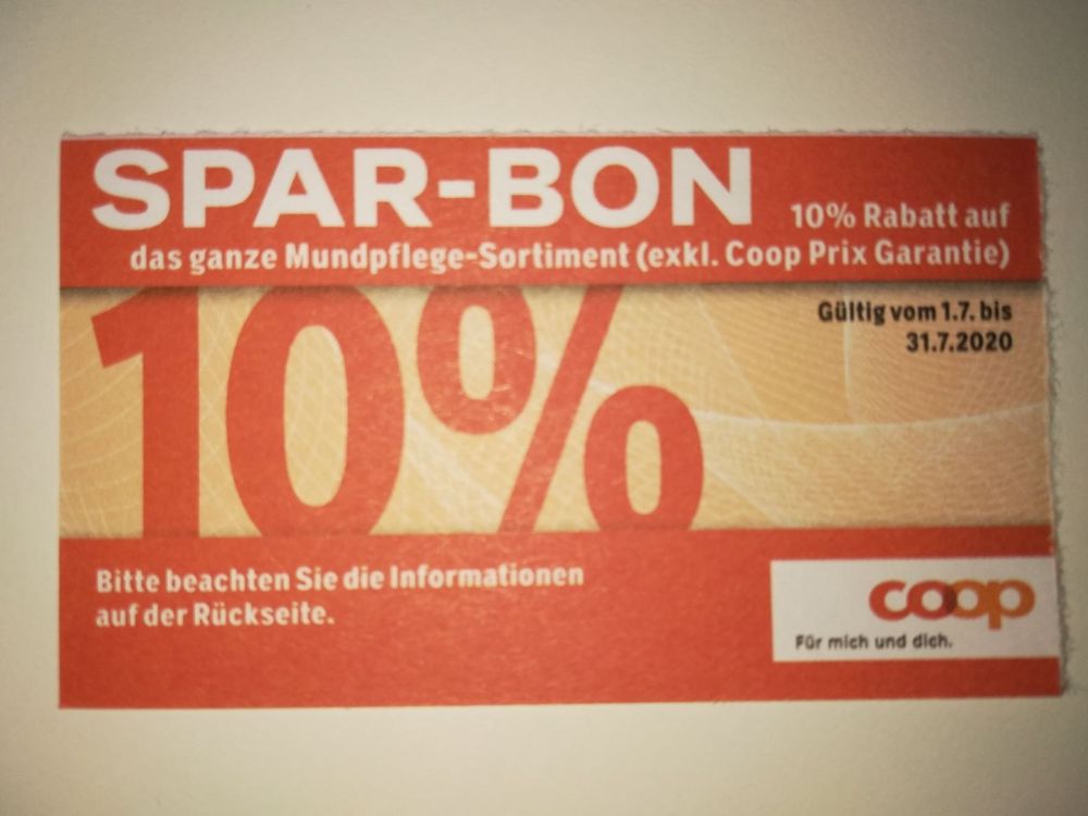 Coop Spar-Bon 10% Rabatt Mundpflege | Kaufen auf Ricardo