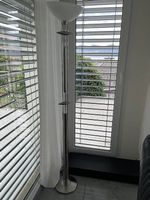 Design Deckenfluter Stehlampe  Nickel satiniert & Glas
