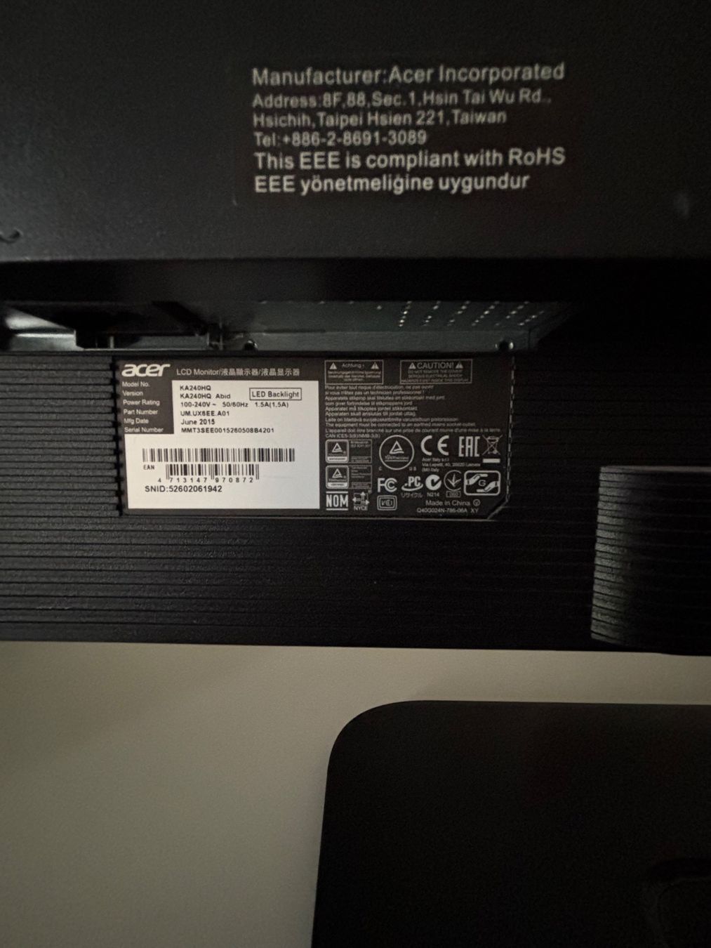 Acer Monitor: Acer Monitor V226HQL – Usato da Allschwil venduto da ruben.68220 3