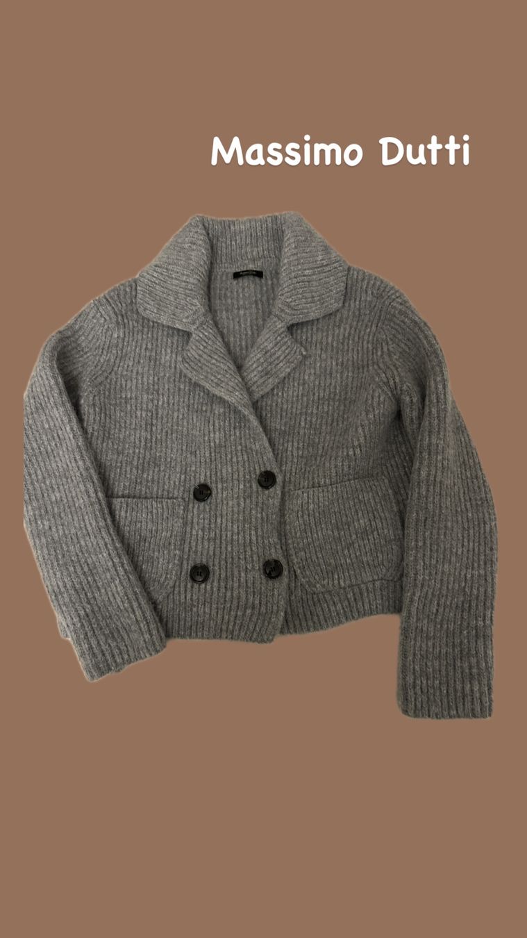 Massimo Dutti Giacche: Massimo Dutti Strick-Blazer Grau S – Elegant & Zeitlos – Usato da Zürich venduto da for_qv6p