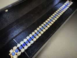 Vintage Armband mit blauen und weißen Strasssteinen
