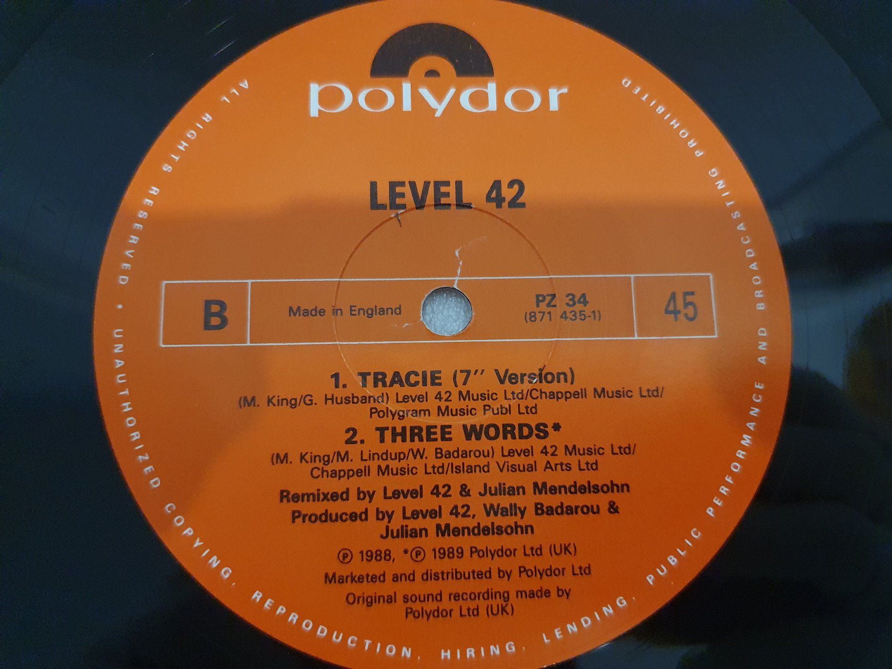 Schallplatten: Level 42 – Tracie (Single, Synth-pop) – Gebraucht aus Uster von Vinyl-Leidenschaft 7