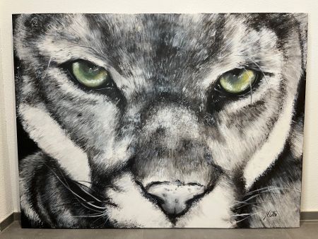 Wunderschönes handgemaltes Gemälde Puma, M. Lüthi 90cmx120cm