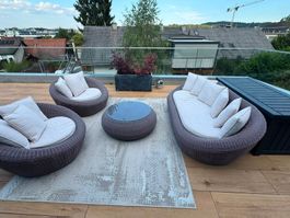 Gartenmöbel Set Korbmöbel Sofas Sessel Tisch Kissen