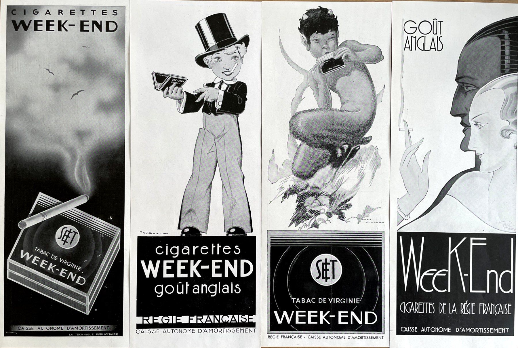 Foto & Immagini: Week-End Cigarettes - 4 alte Werbungen / Publicités 1933/36 – Usato da Savagnier venduto da Ne2065 1