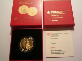 Goldmünze Schweiz 50 Franken 2021 Frauenstimmrecht Nr. 4155