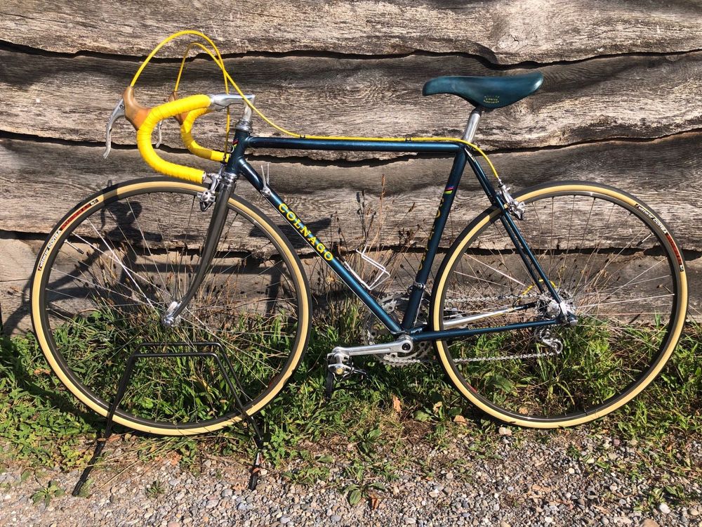 Vélo De Course Vintage Conti - Campagnolo, Cadre Acier Rouge Colnago Italy, état 7/10