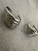 Silber Creolen, mehrreihig, glänzend, modisch, Schmuck