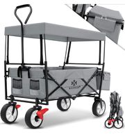 + KESSER® Bollerwagen Faltbar Dach Handwagen Klappbar grau