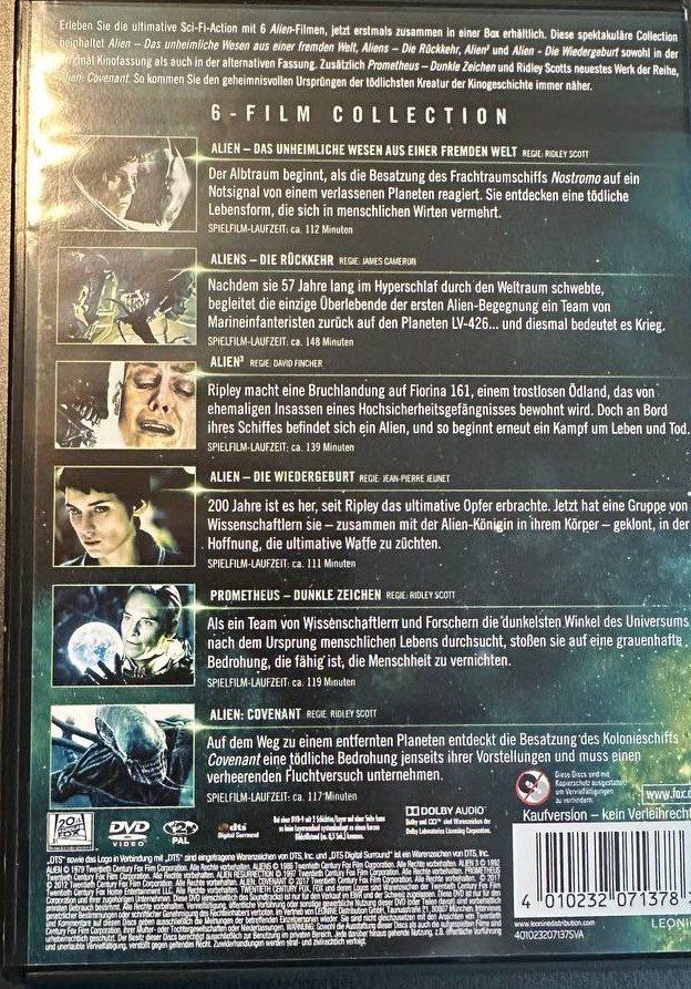 Alle DVDs: Alien 6-Film Collection + Prometheus DVDs – Gebraucht aus Beringen von Mantafisch1 1