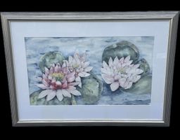Grosses Aquarell - Seerosen / Lotusblumen