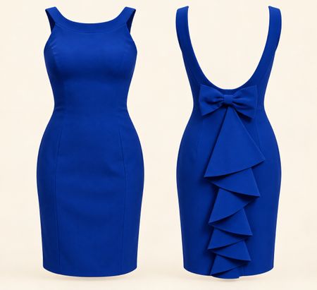 Elegantes Cocktailkleid in Royalblau mit Rückenschleife
