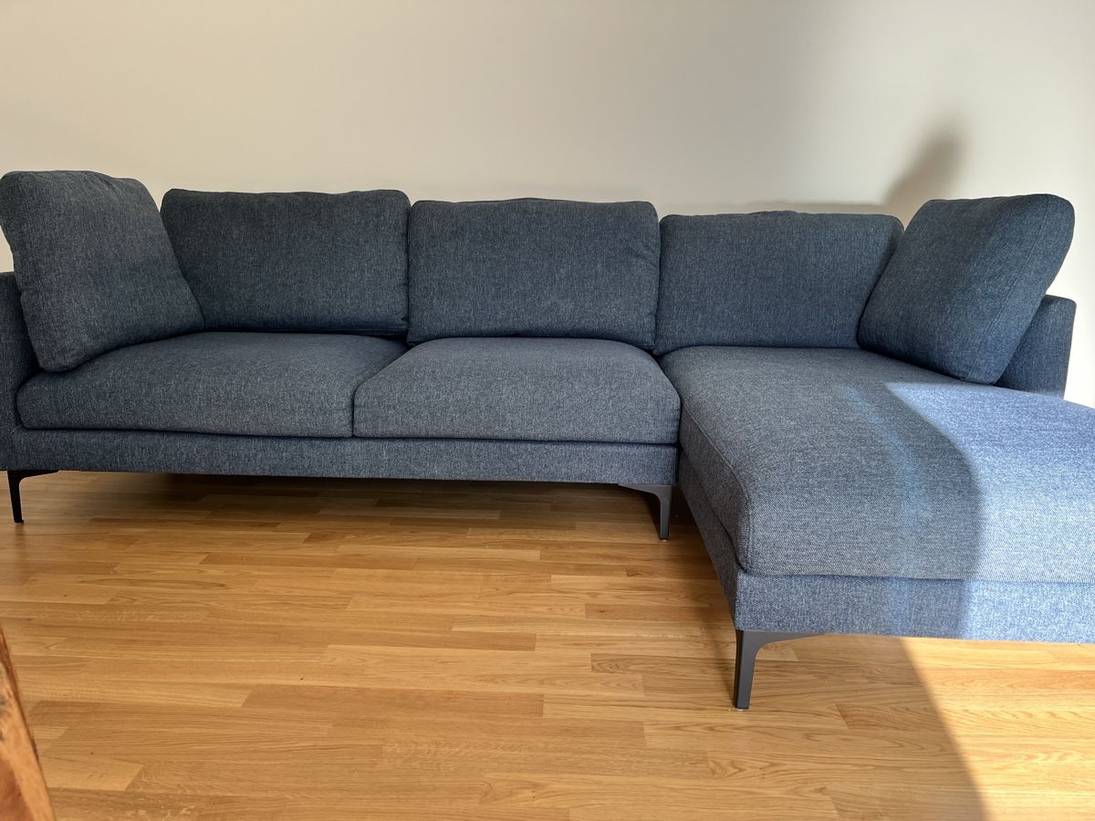 Divani: Ecksofa Stoff dunkelblau mit Récamiere – Usato da Egg b. Zürich venduto da EZ7 3