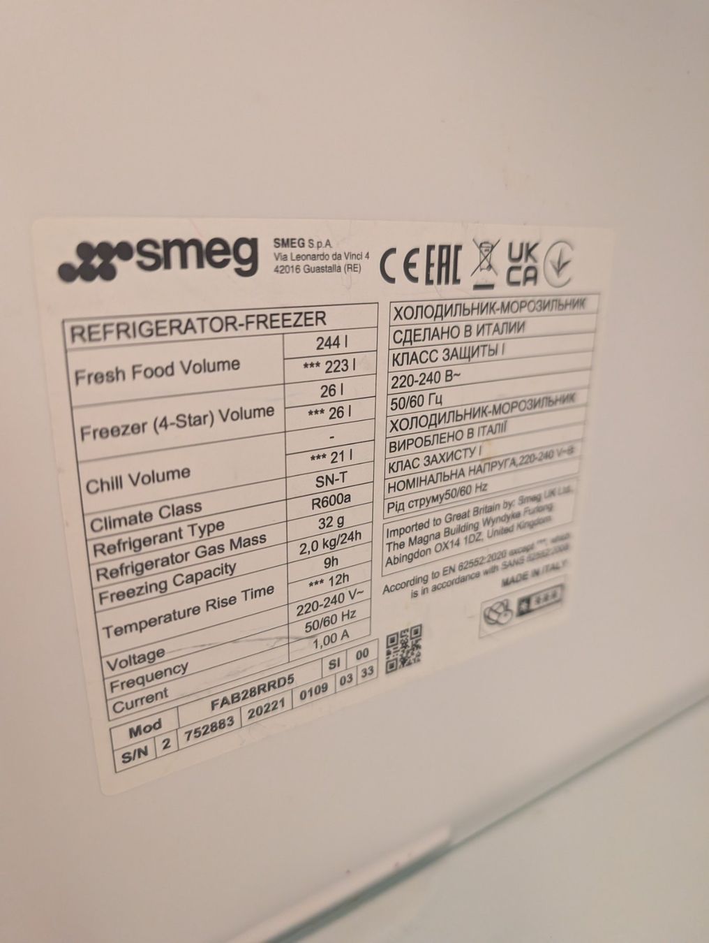 Frigoriferi: Kühlschrank SMEG – Usato da Zofingen venduto da vas 2