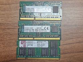 3 Stück RAM, 2GB, 4GB, KINGSTON