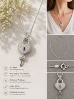 Halskette mit Herz-Schloss & Schlüssel Anhänger - 925 Silber