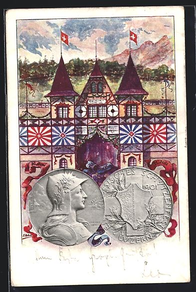 Cartoline postali: Luzern, Eidgenöss. Schützenfest 1901 – Usato da Berlin venduto da bartko-reher