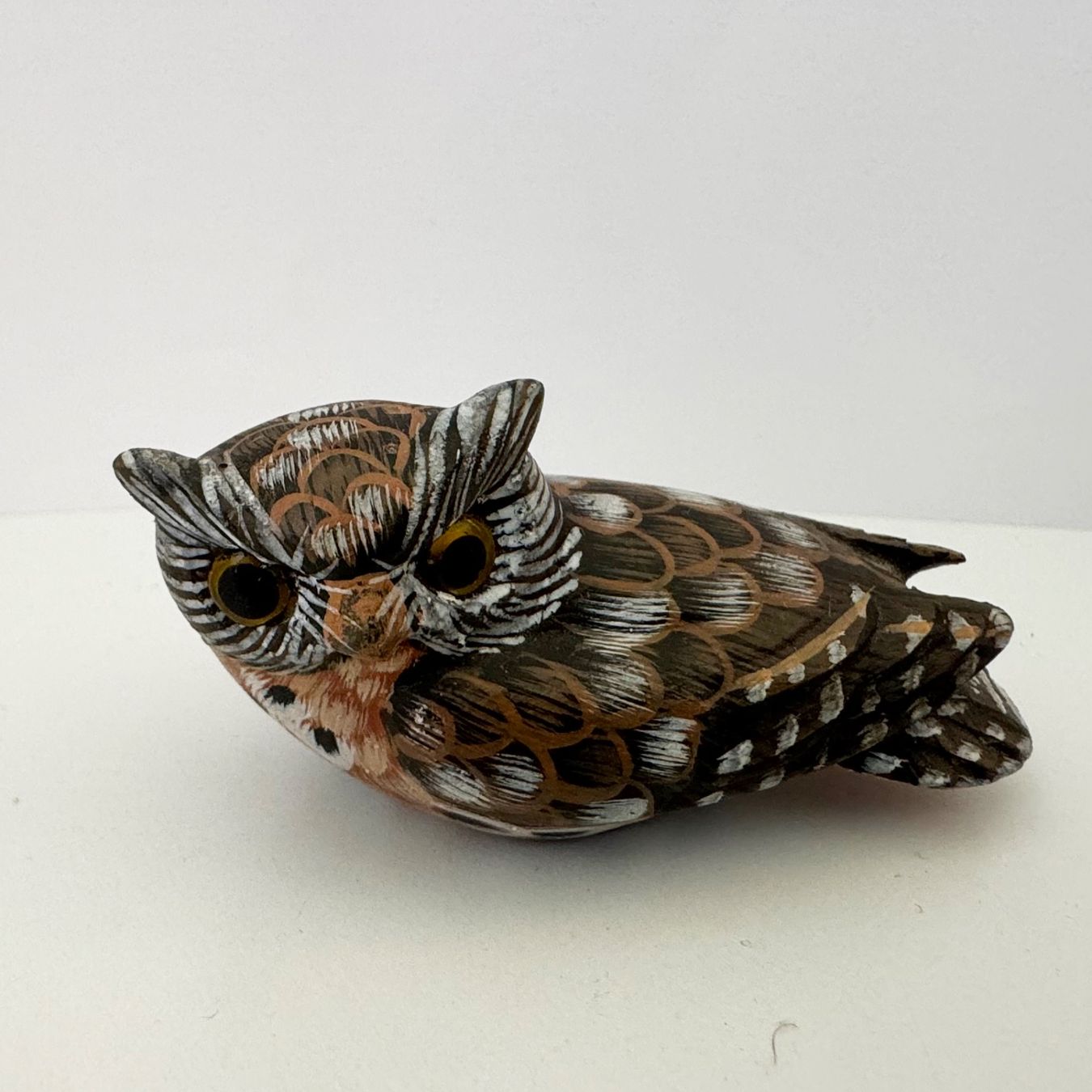 Statuette: Hibou en bois peint – Usato da Biel/Bienne venduto da Philemon02 1