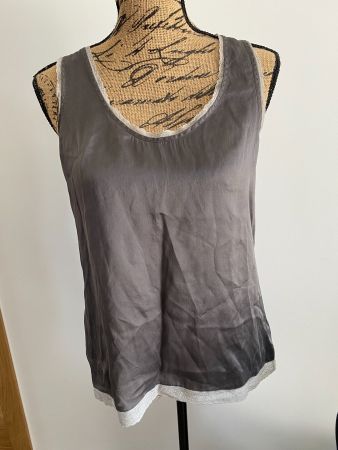 Top soie dentelle Zadig & Voltaire gris taille L