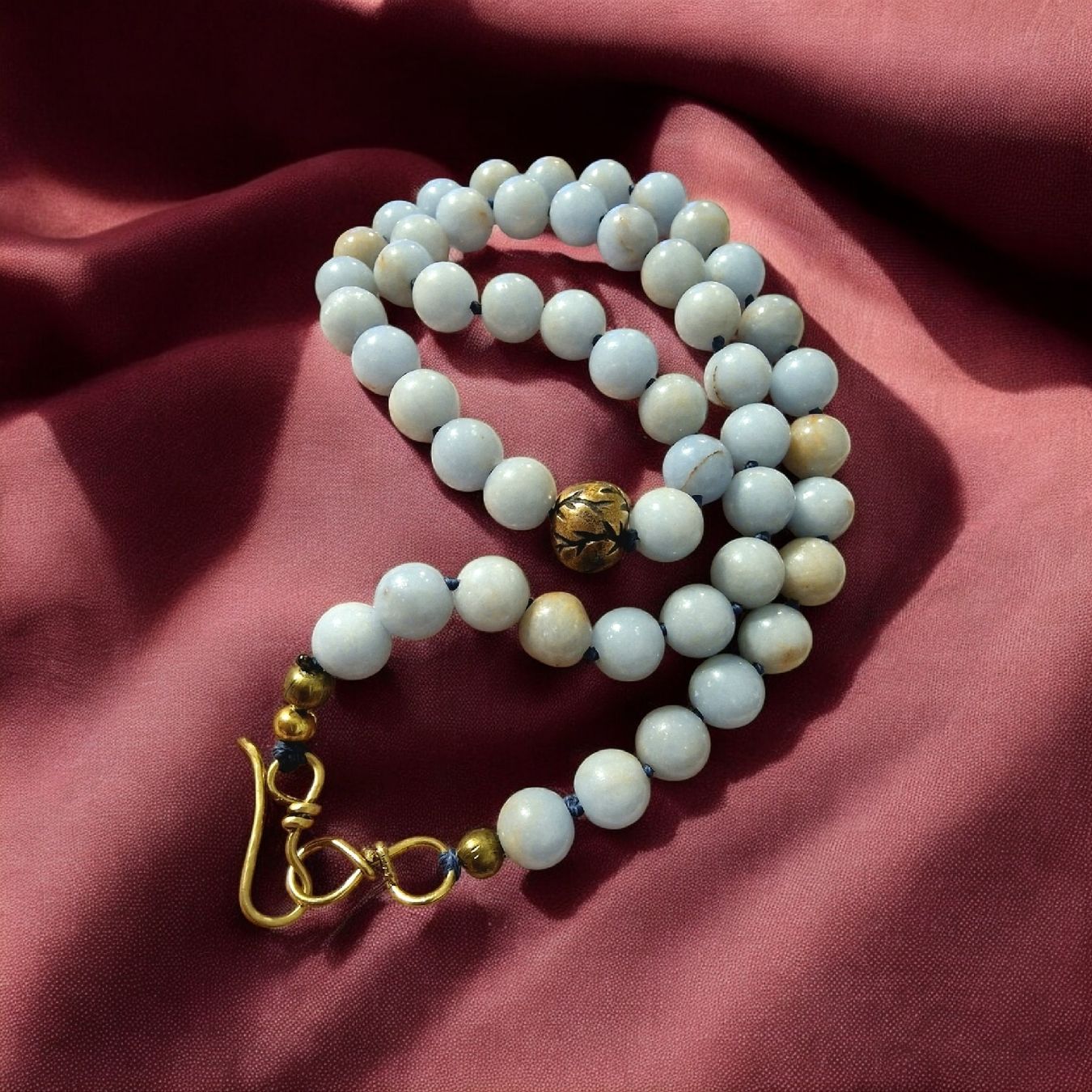 Catenine: Handgekn. Halskette Angelit & Bronze – Nuovo e nell'imballaggio originale da Aarau venduto da Schmuckhoehle_MD 9