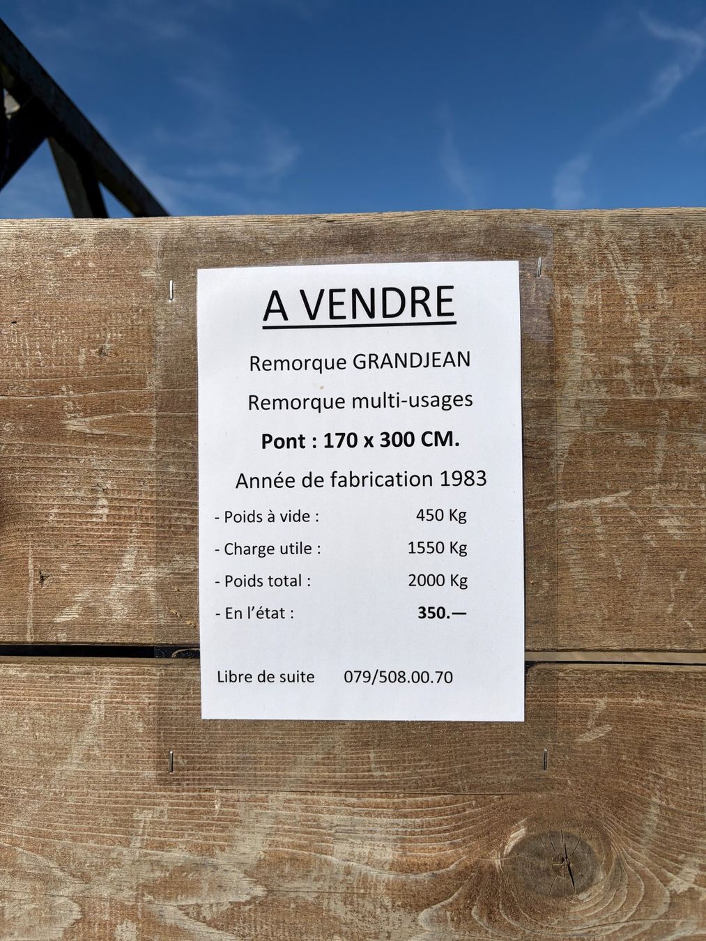 Anhänger: Remorque multi-usage de construction robuste. – Gebraucht aus La Roche FR von Dbdf76 3