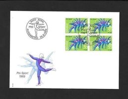 FDC W67 Viererblock Pro Sport ET Bern 25.8.1989