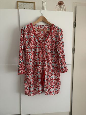 Tunique femme motif rouge bleu taille unique