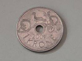 1 Corona norvegese (1 Krone) coniata nel 2001