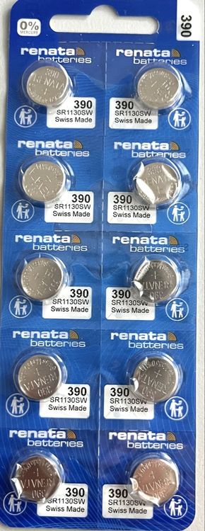 Caricatori & Batterie: Renata 390 Knopfzellen, 10 Stk, neu, 1.55V, bis 09/2027 – Nuovo (secondo la descrizione) da Grenchen venduto da chththl