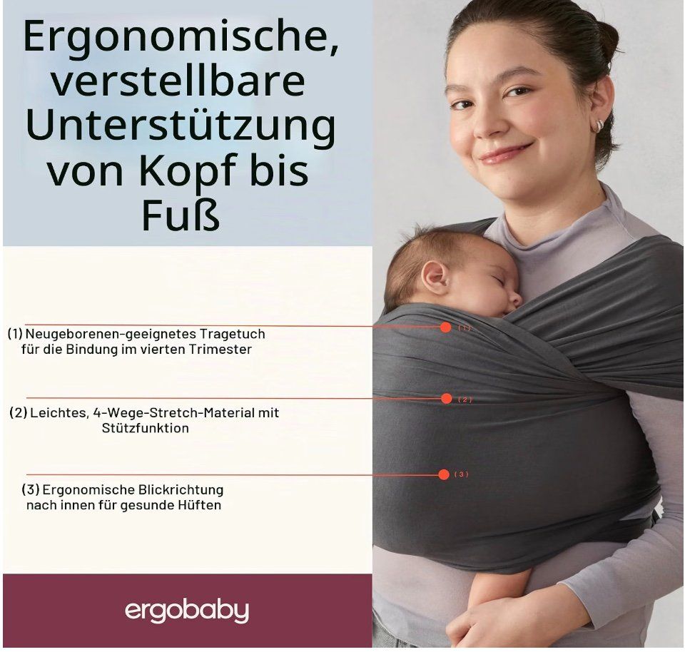 Ergobaby Marsupi portabebè: Ergobaby Aura Wrap - Charcoal Grey – Usato da Zürich venduto da mar_82vx 4